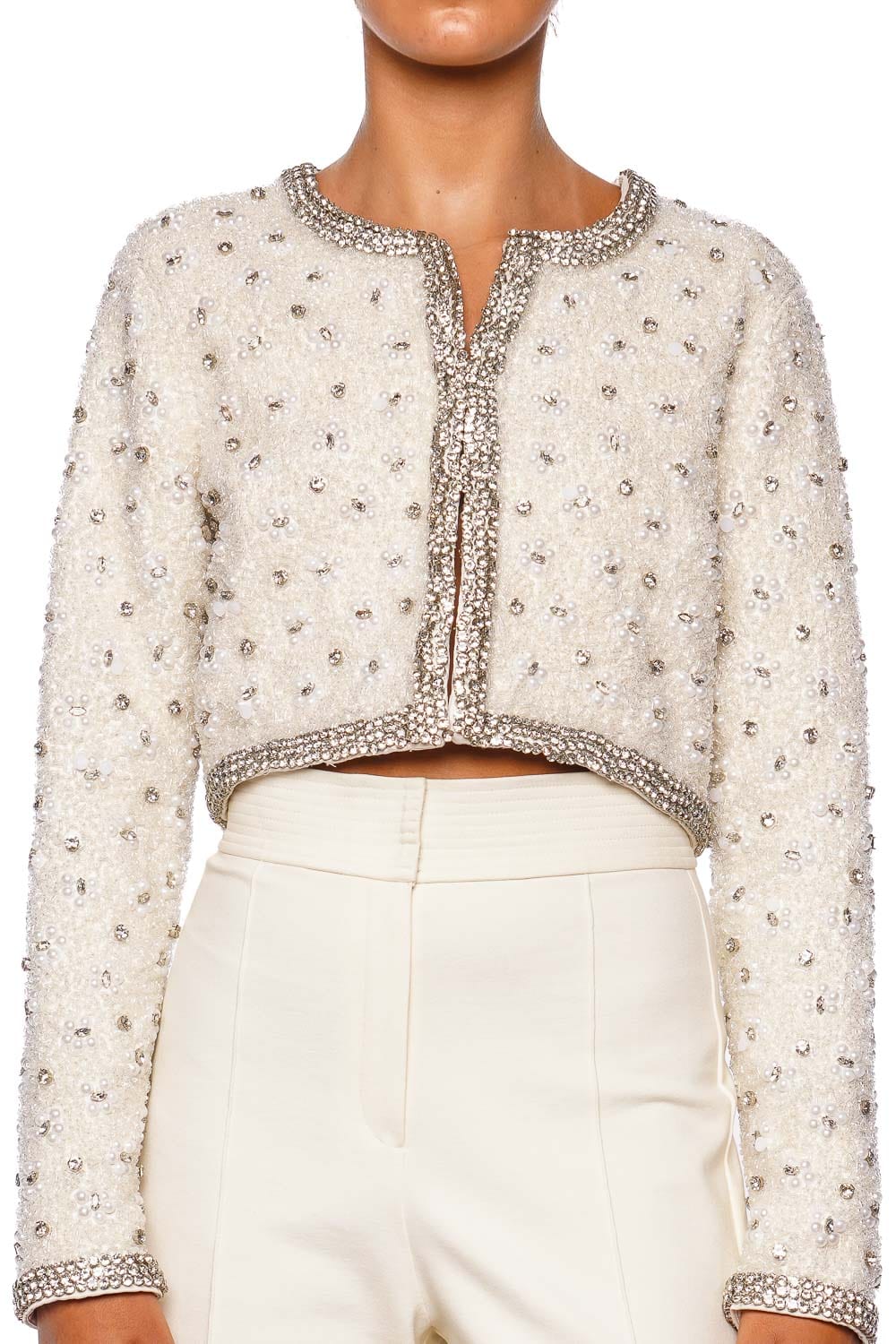 LoveShackFancy Cosmos Embellished Cropped Jacket