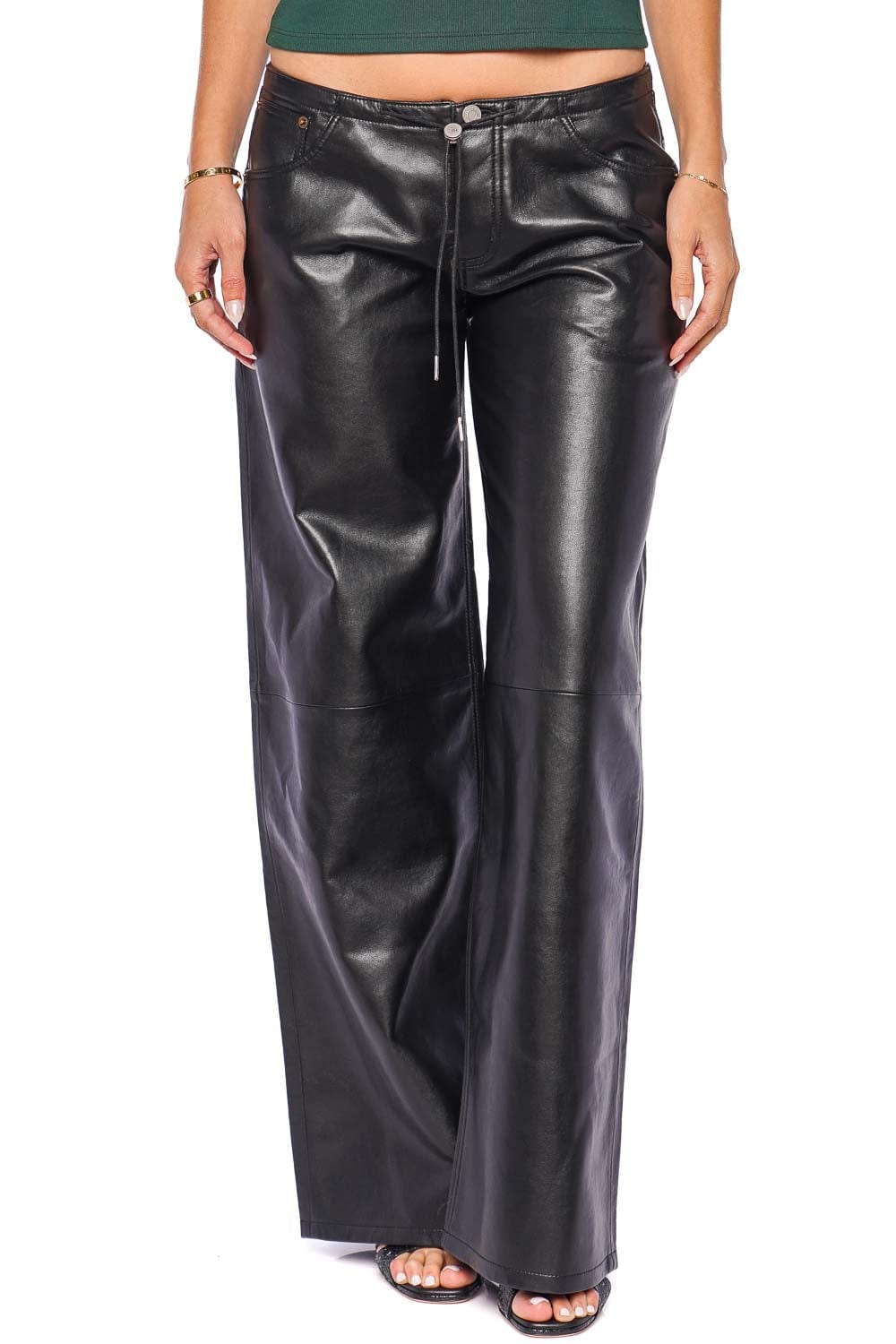 Still Here Cool Black Leather Low Rise Jean