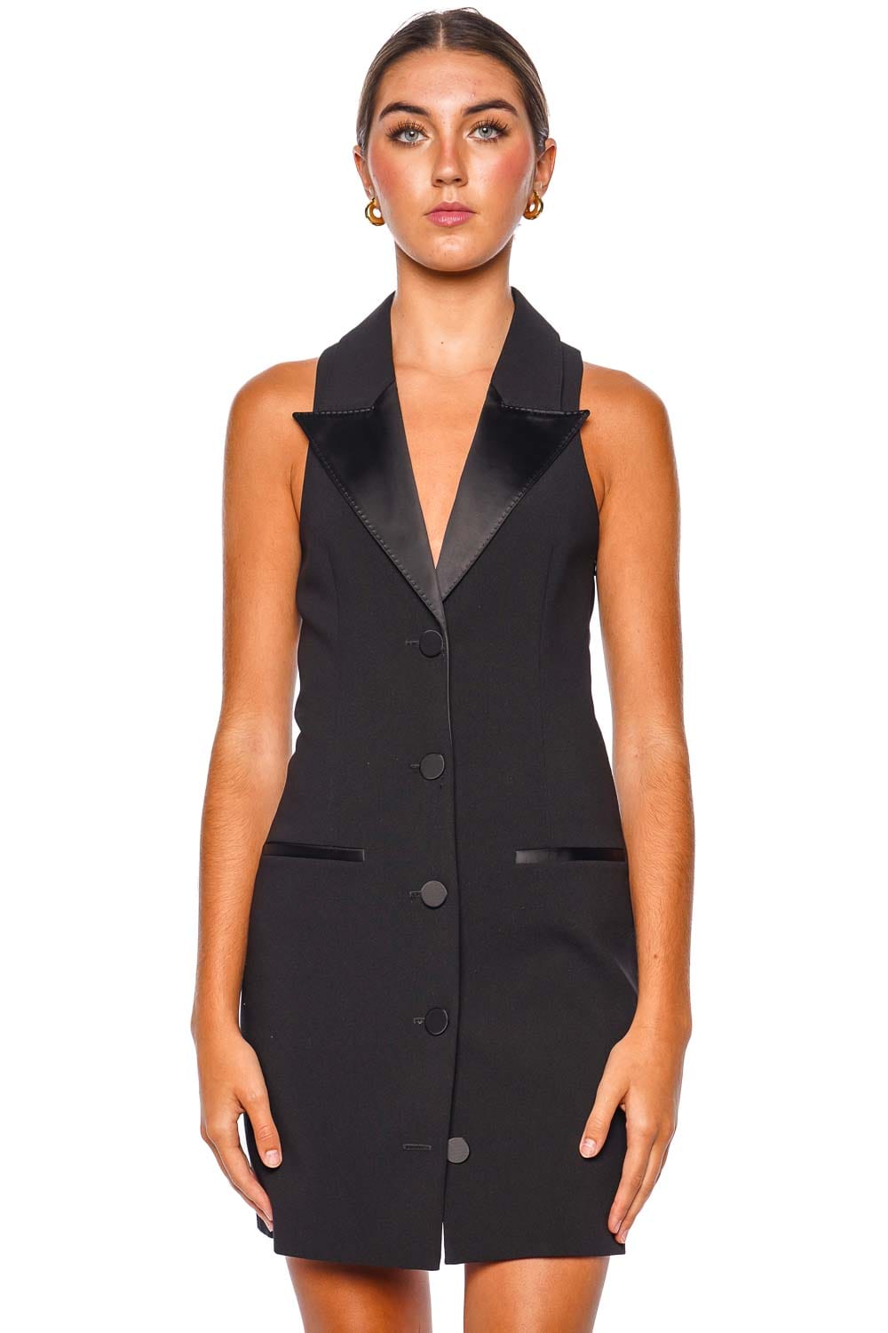 L'AGENCE Jazlynn Tuxedo Sleeveless Mini Dress