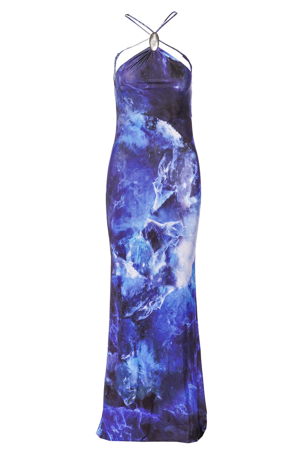 SIMKHAI Sunnie Printed Jersey Halter Gown