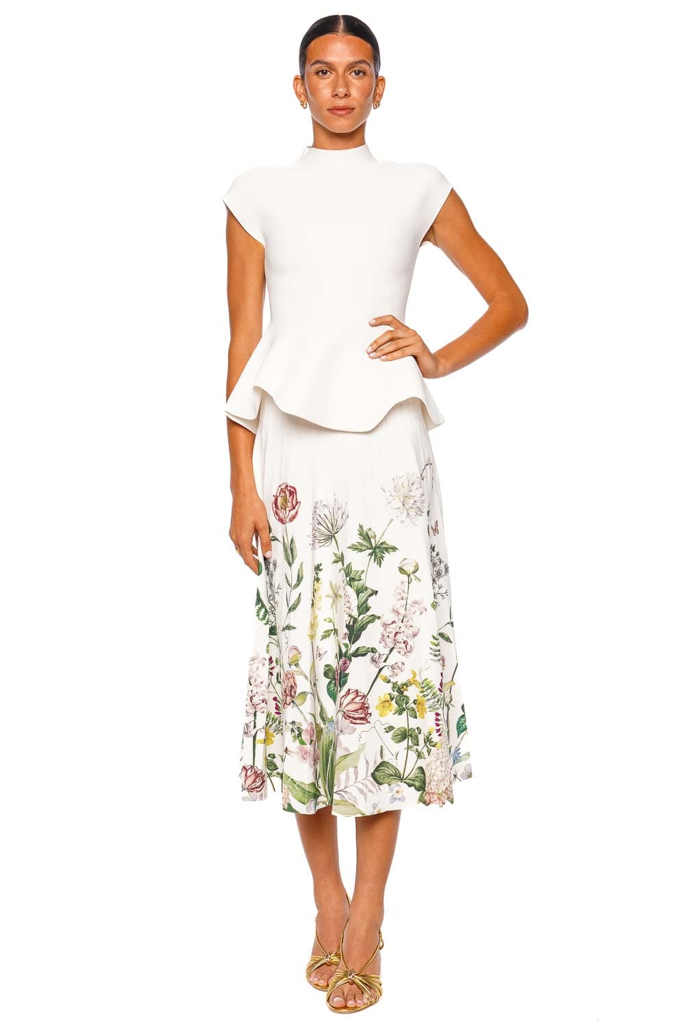 Cara Cara Joanie White Peplum Knit Top