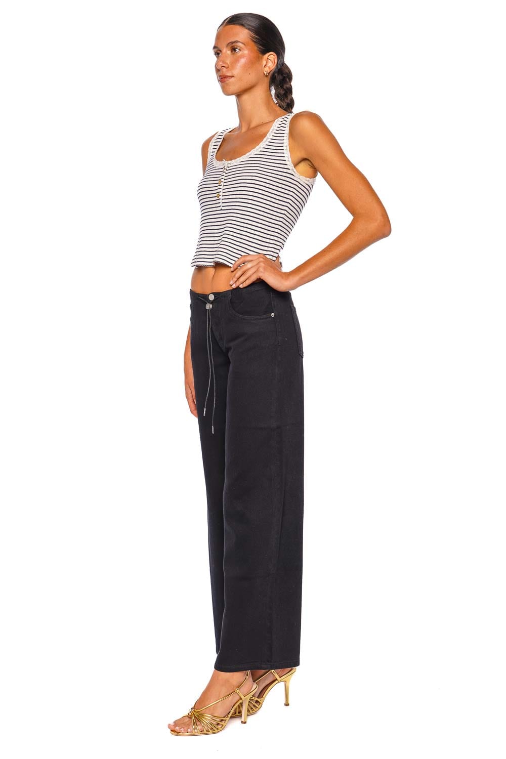 LoveShackFancy Elenabell Ocean Cavern Stripe Sleeveless Cropped Tank