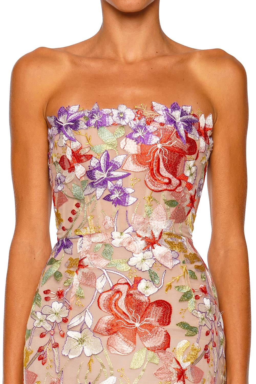 Bronx and Banco Jasmine Maraya Coral Strapless Corset Mini Dress