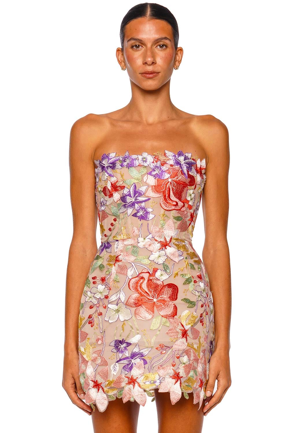 Bronx and Banco Jasmine Maraya Coral Strapless Corset Mini Dress