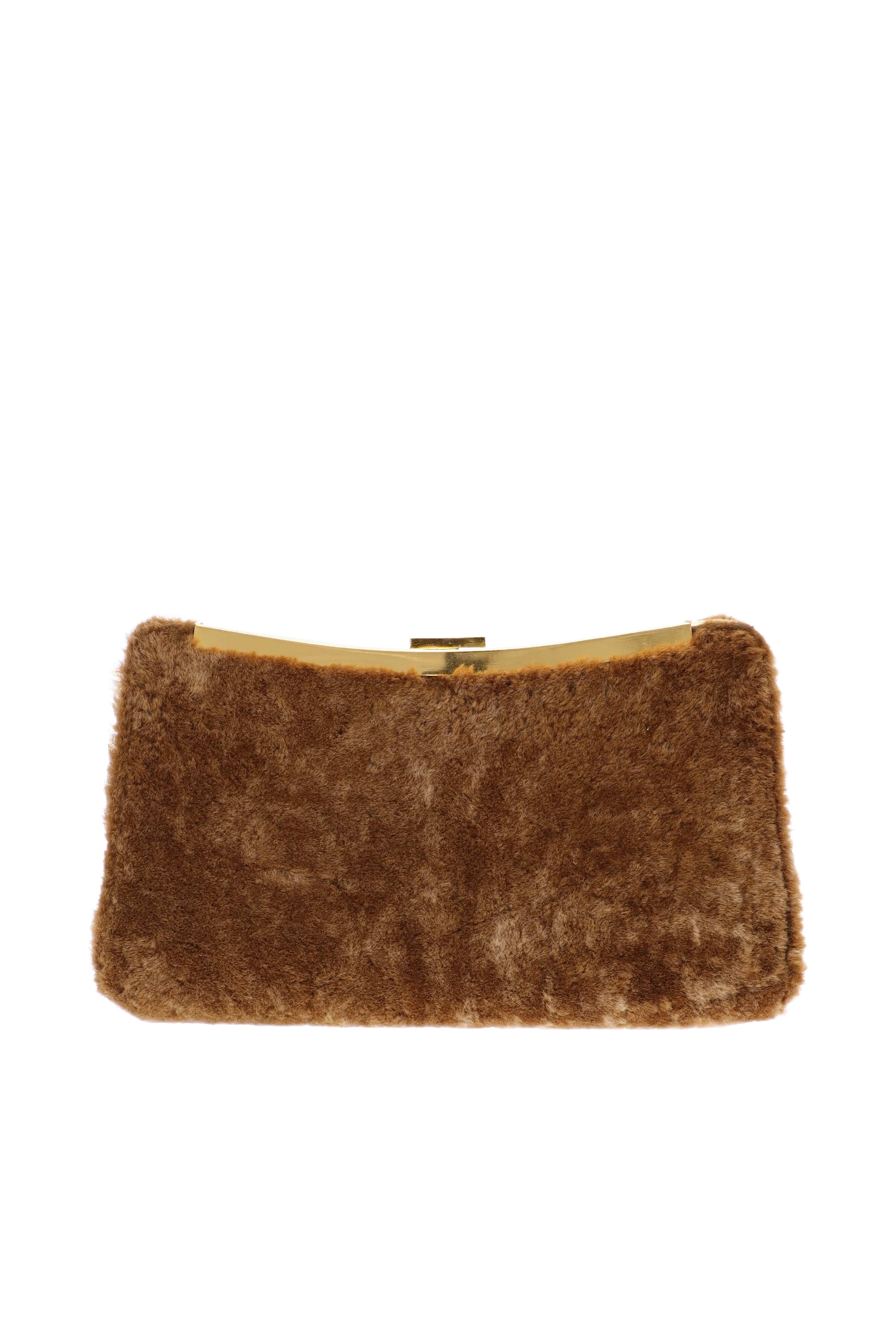 SIMKHAI Solange Caramel Faux Fur Shoulder Bag