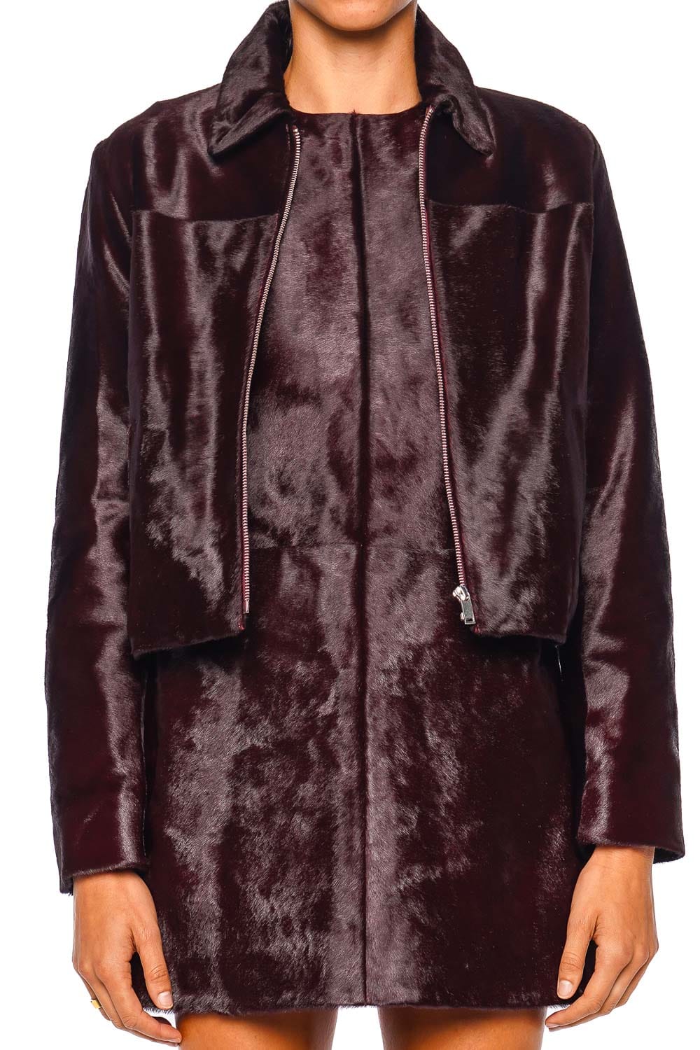 SIMKHAI Daria Fig Long Sleeve Cropped Jacket