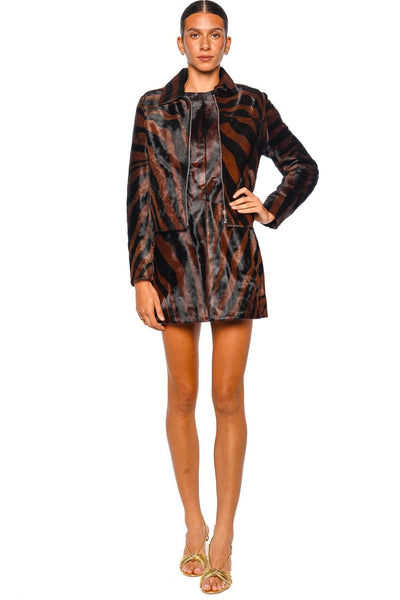 Daria Zebra Zip Leather Jacket