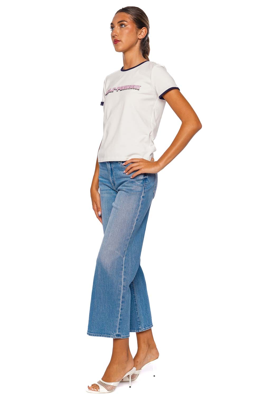 self-portrait Pink Logo Contrast Trim Tee
