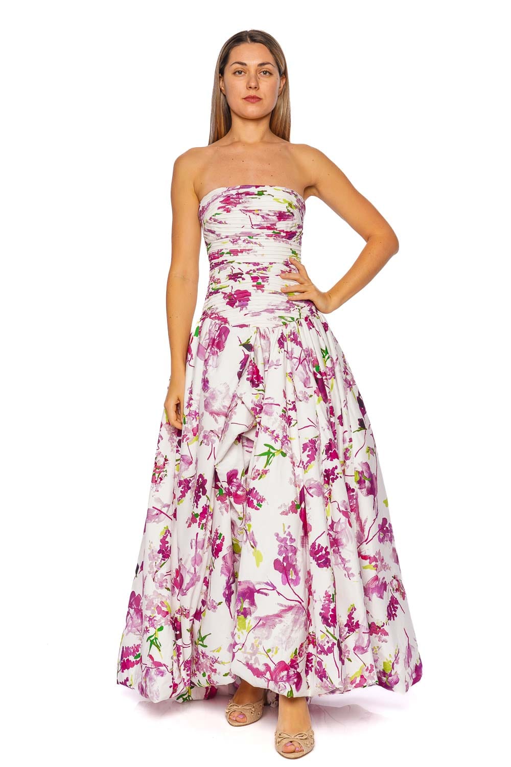 Aje. Behold Maxi Dress フローラル Behold Floral Strapless Ruched Maxi Dress