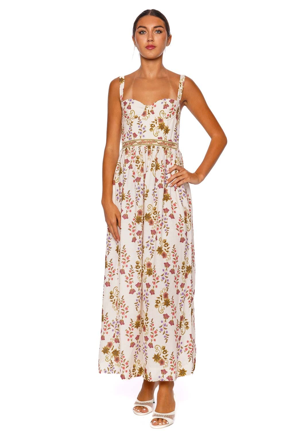 Agua Bendita Maria Aura Floral Midi Dress