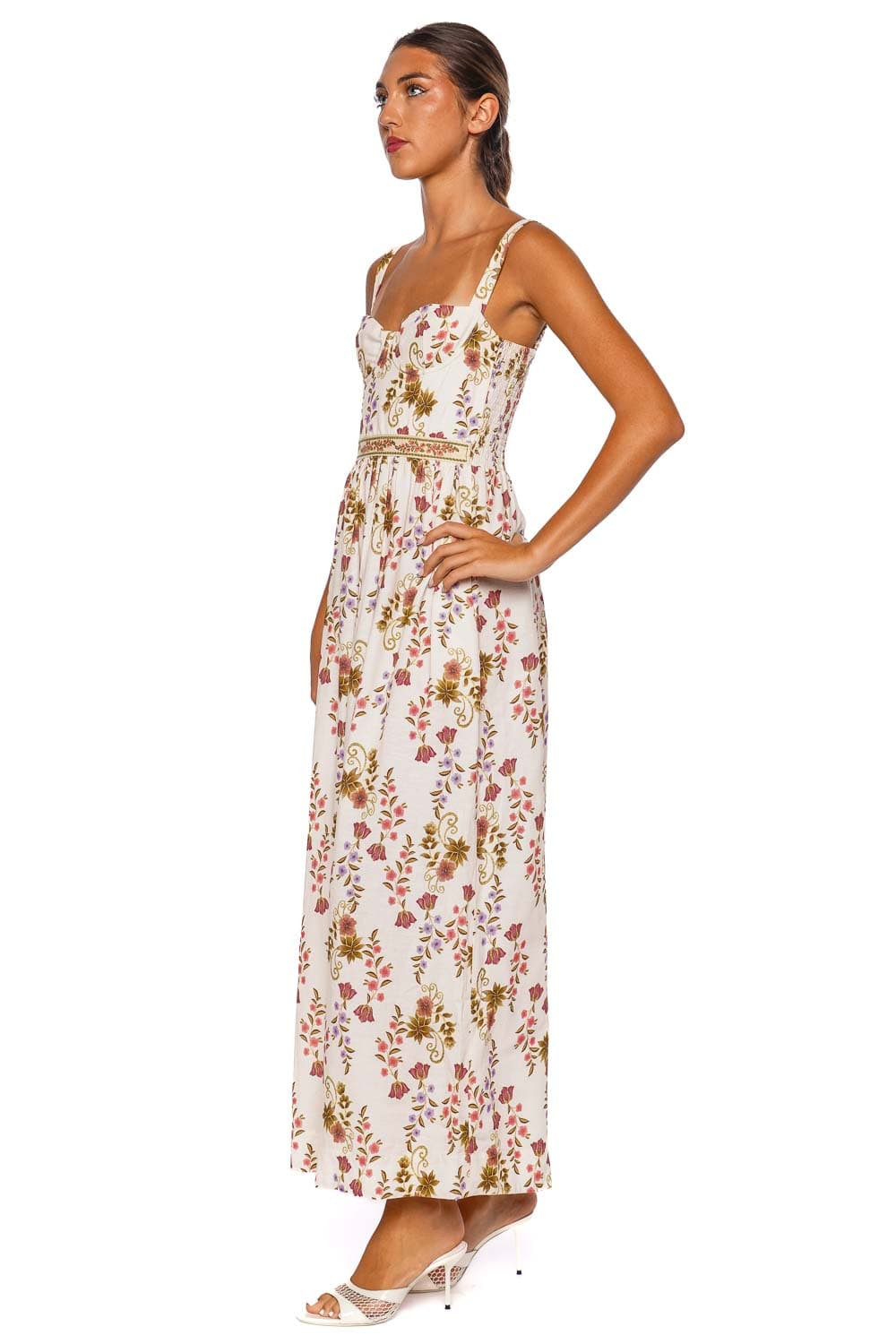 Agua Bendita Maria Aura Floral Midi Dress