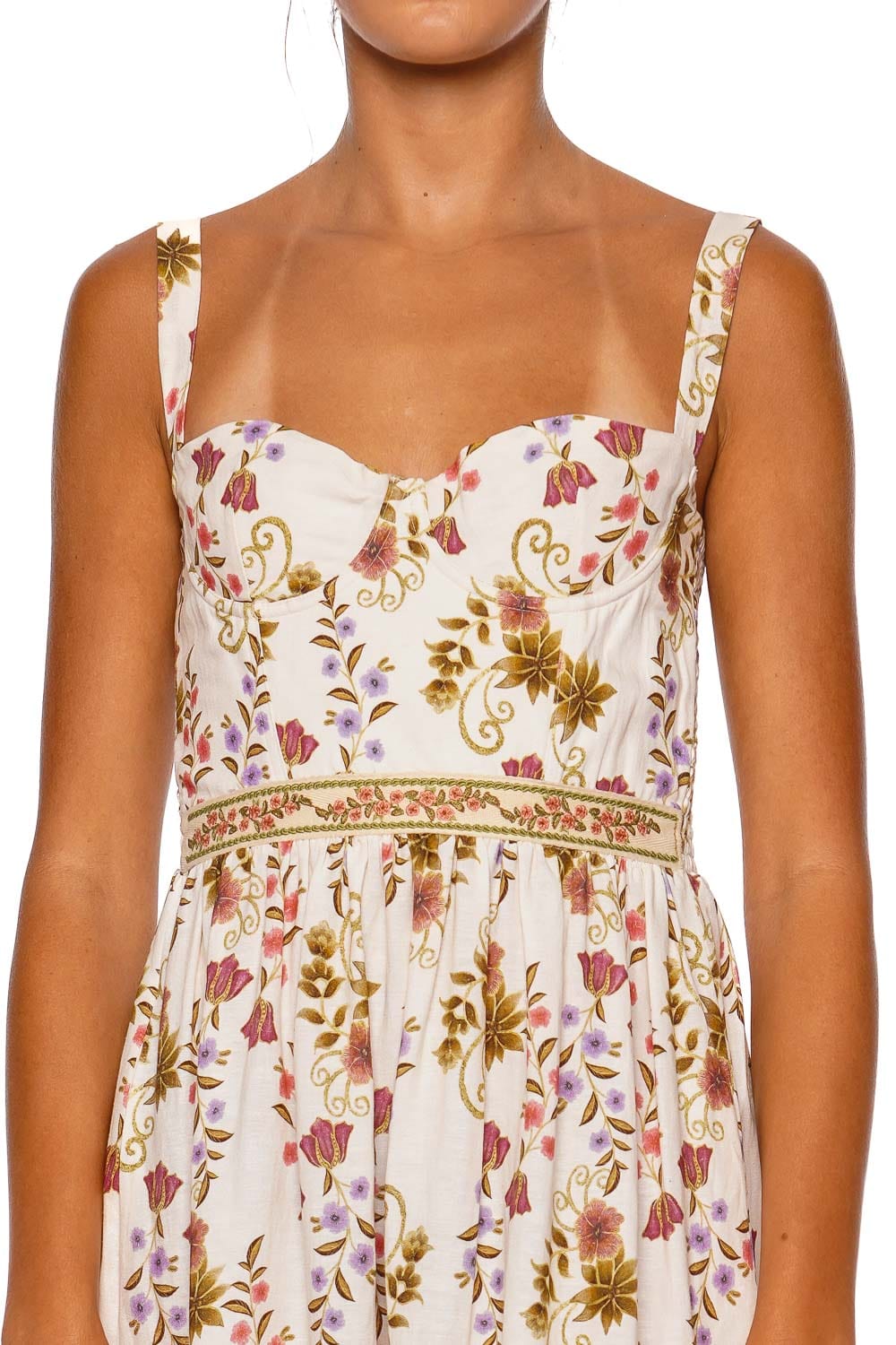 Agua Bendita Maria Aura Floral Midi Dress