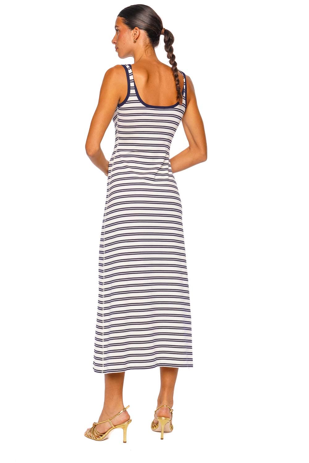 SIMKHAI Becker Midnight Stripe Jersey Midi Dress