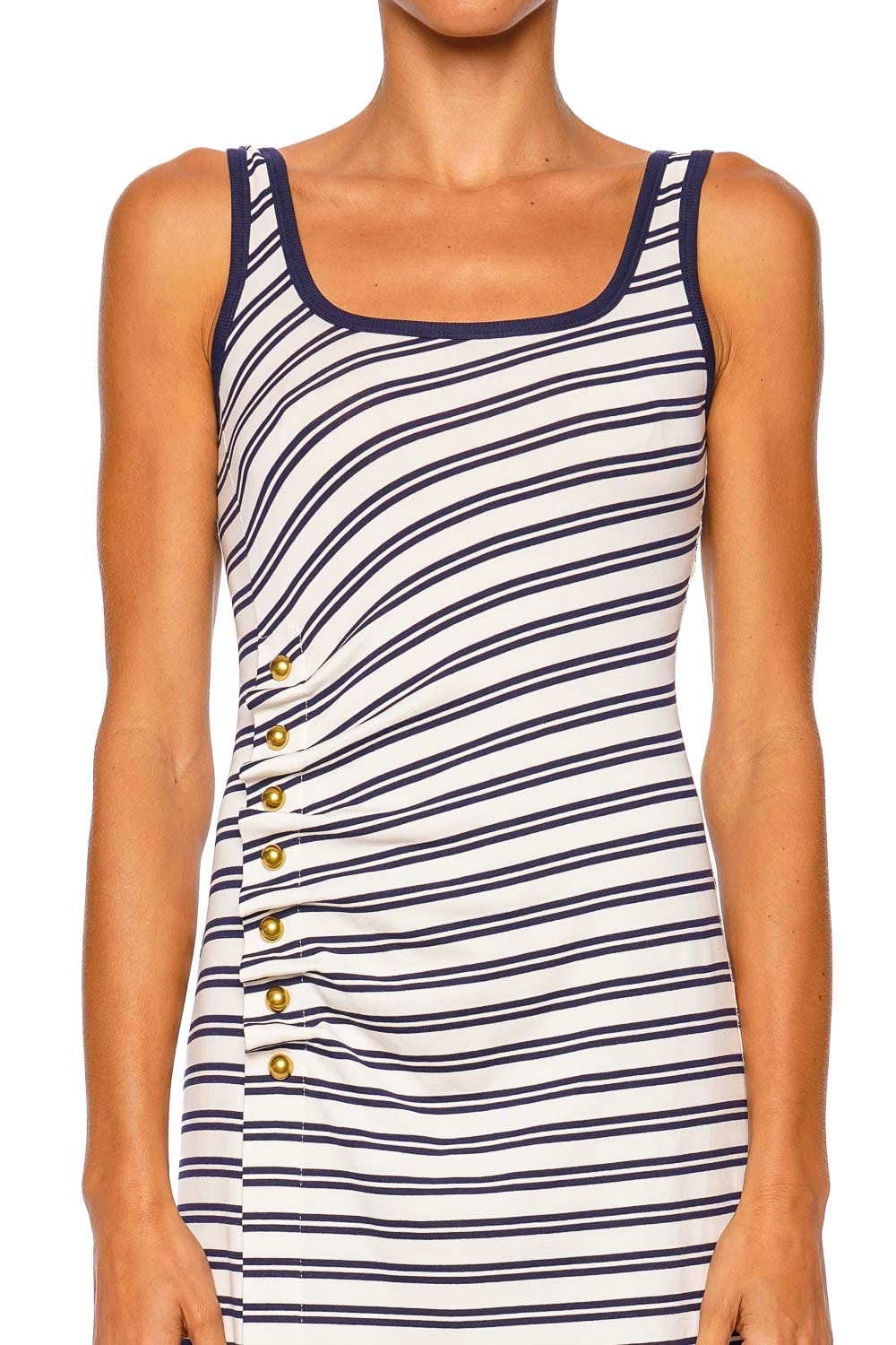 SIMKHAI Becker Midnight Stripe Jersey Midi Dress