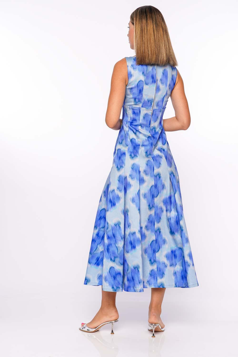 CLEA Charlie Pleated Floral Cotton Twill Midi Dress