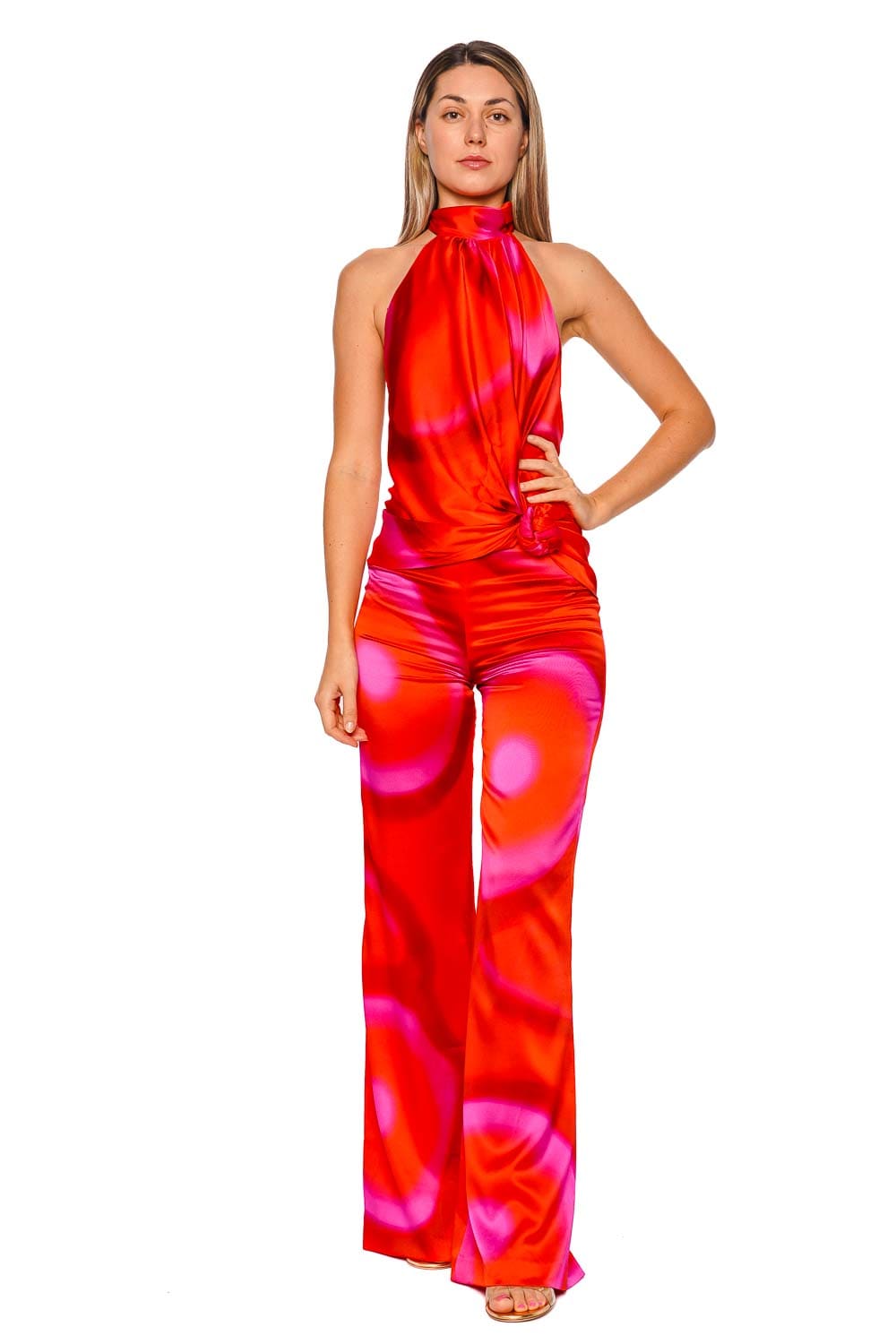 Silvia Tcherassi Andie Abstract Silk Wide Leg Pant