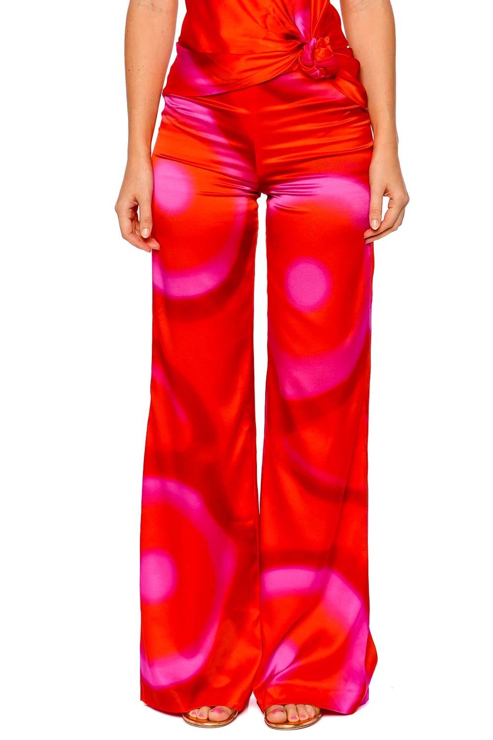 Silvia Tcherassi Andie Abstract Silk Wide Leg Pant