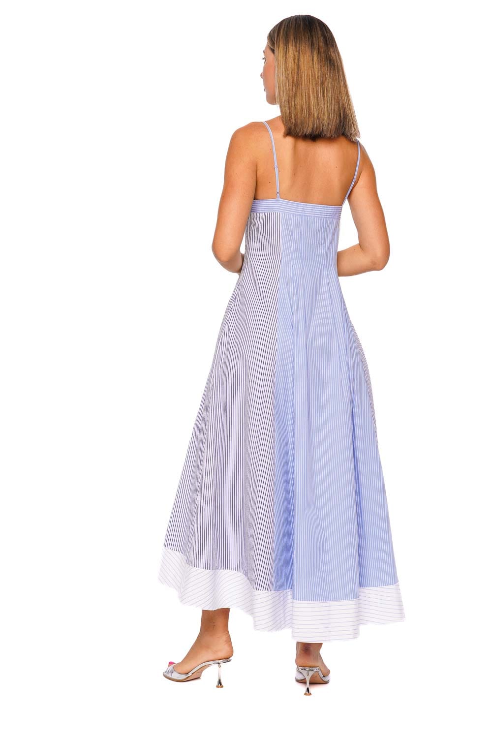 SIMKHAI Chamberlain Periwinkle Striped Cotton Midi Dress