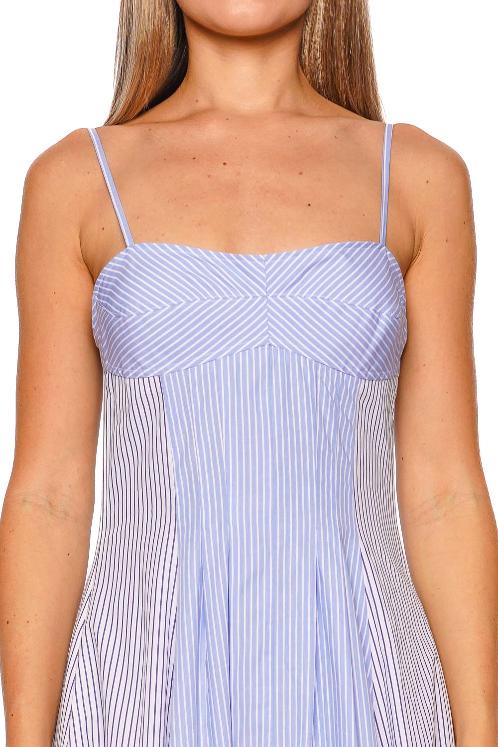 SIMKHAI Chamberlain Periwinkle Striped Cotton Midi Dress