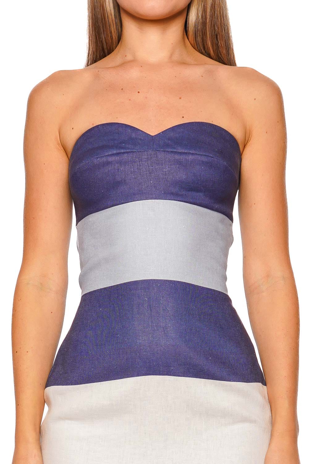 Andres Otalora Sono Veri Strapless Striped Maxi Dress