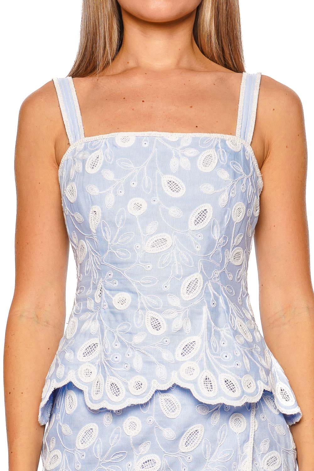 SIMKHAI Mckenna Embroidered Linen Cami Top