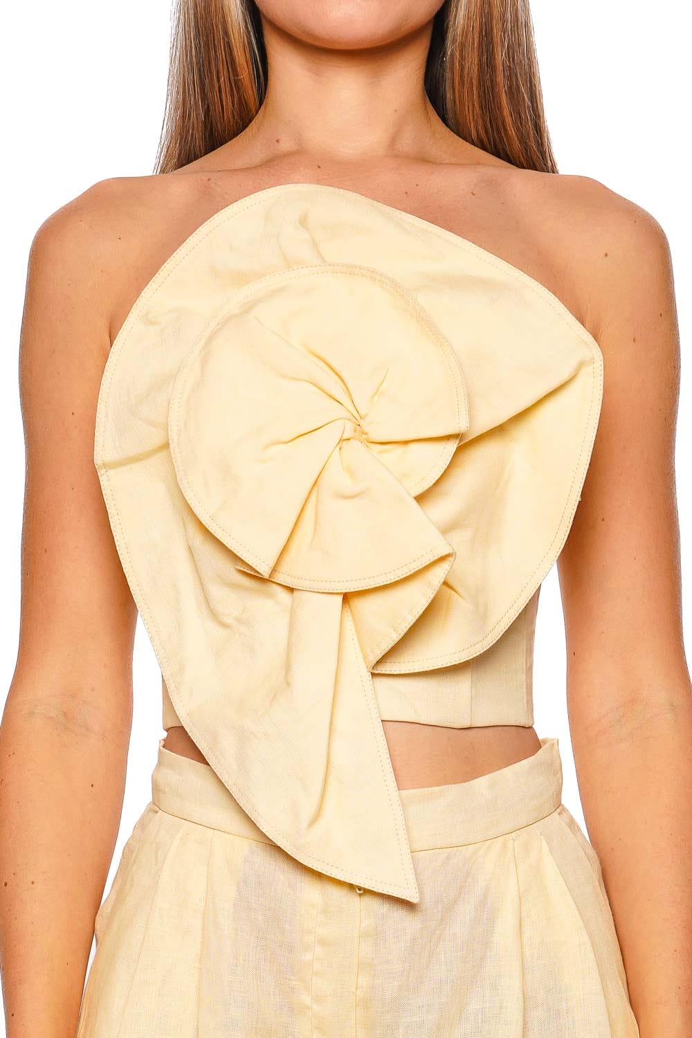 Andres Otalora Ocres Butter Yellow Strapless Top