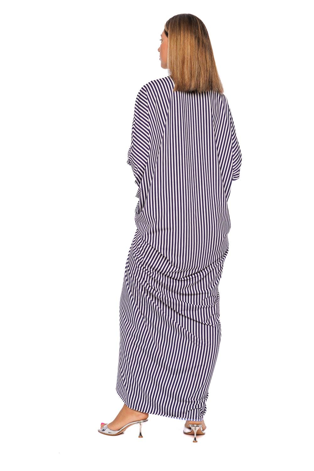Silvia Tcherassi Fiore Striped Twist Tunic Maxi Dress