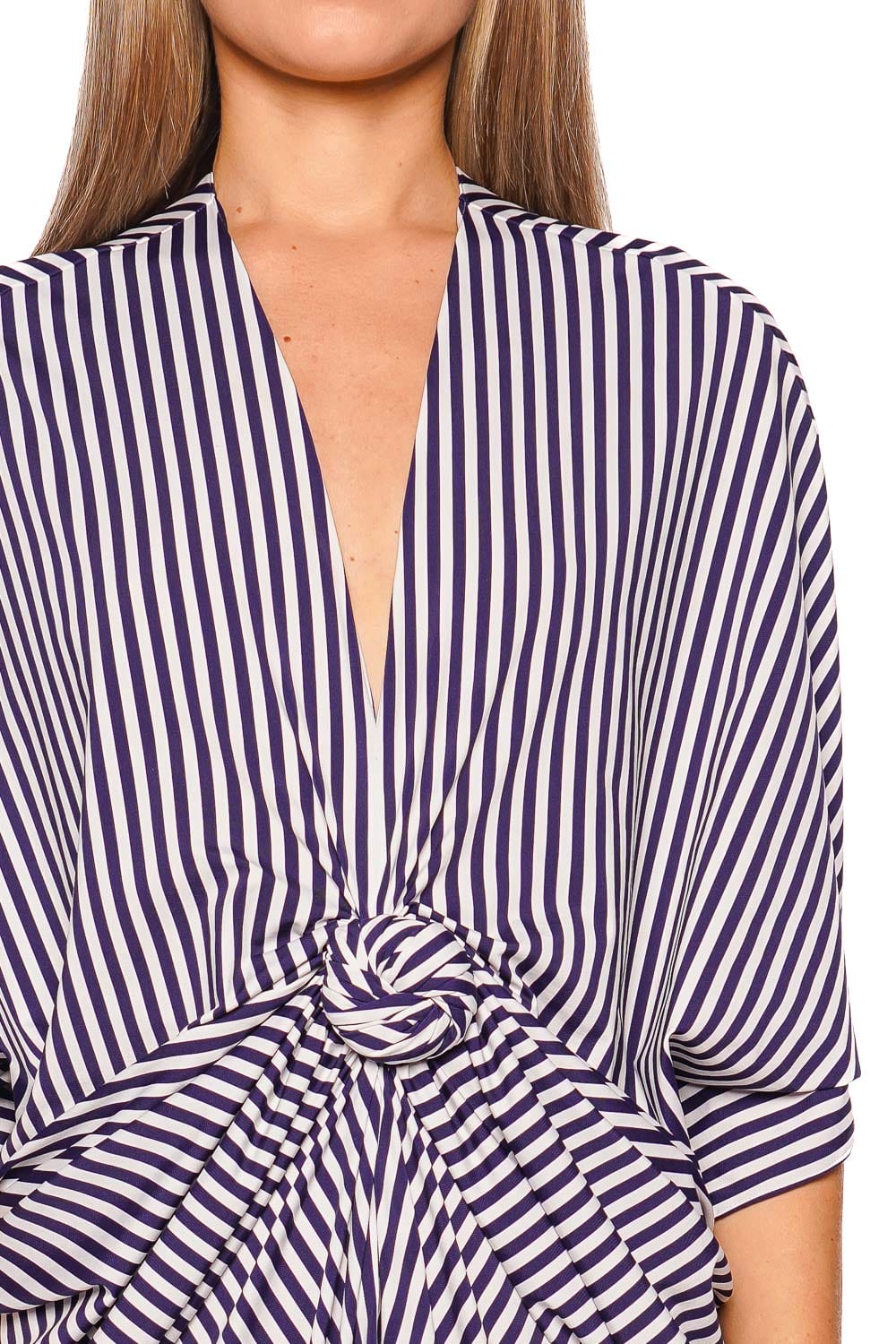 Silvia Tcherassi Fiore Striped Twist Tunic Maxi Dress