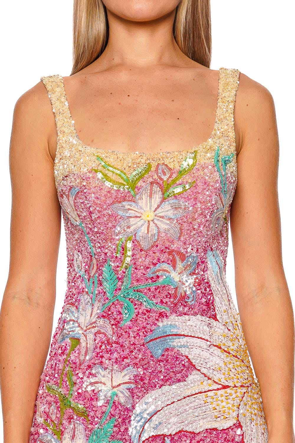 Sunrise Lily Field Embroidered Mini Dress