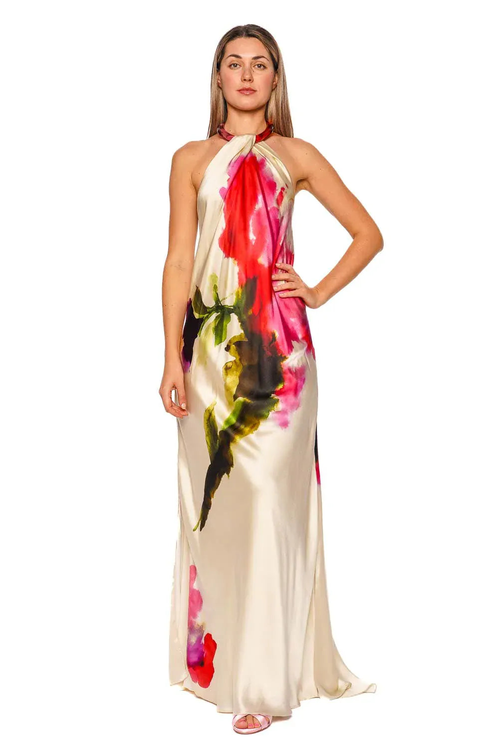 Jesse Azalea Flower Halter Maxi Dress