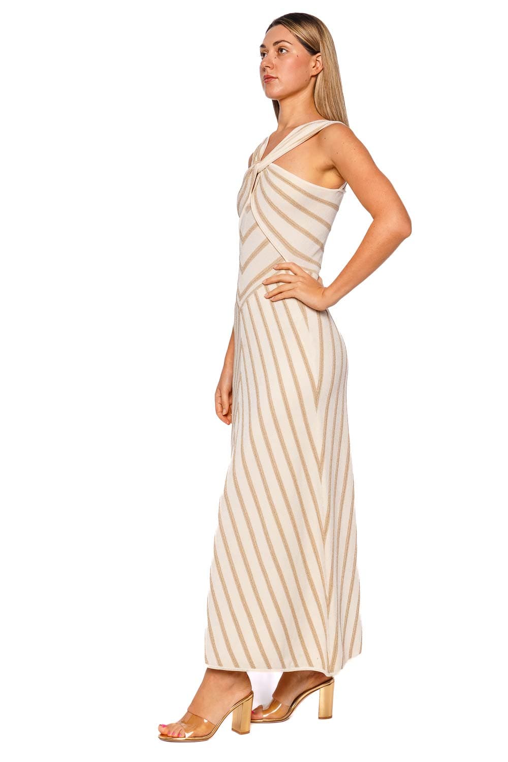 ZIMMERMANN Luna Metallic Halter Knit Midi Dress