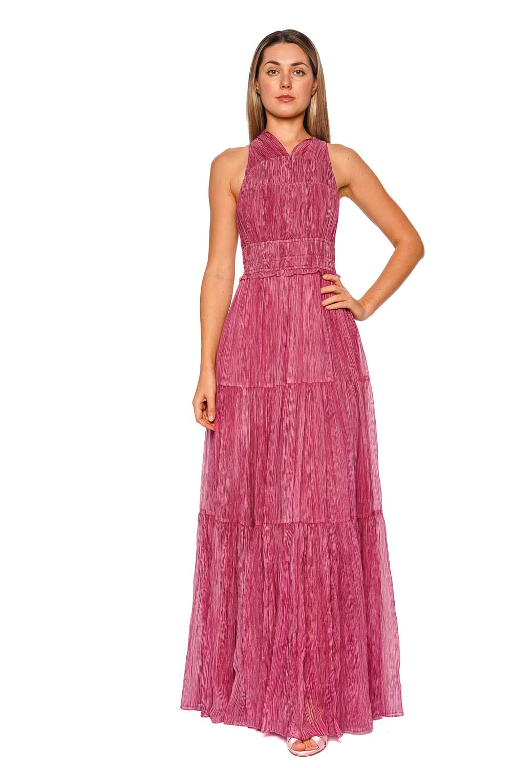 Ulla Johnson Freesia Amaranthus Crinkled Silk Chiffon Gown