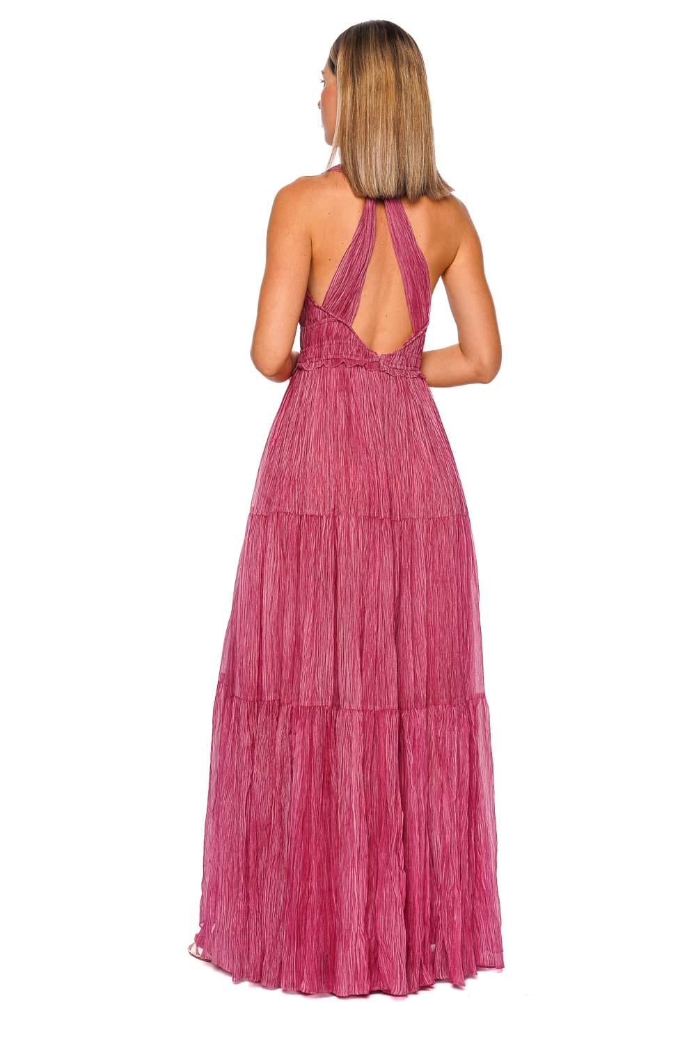 Ulla Johnson Freesia Amaranthus Crinkled Silk Chiffon Gown
