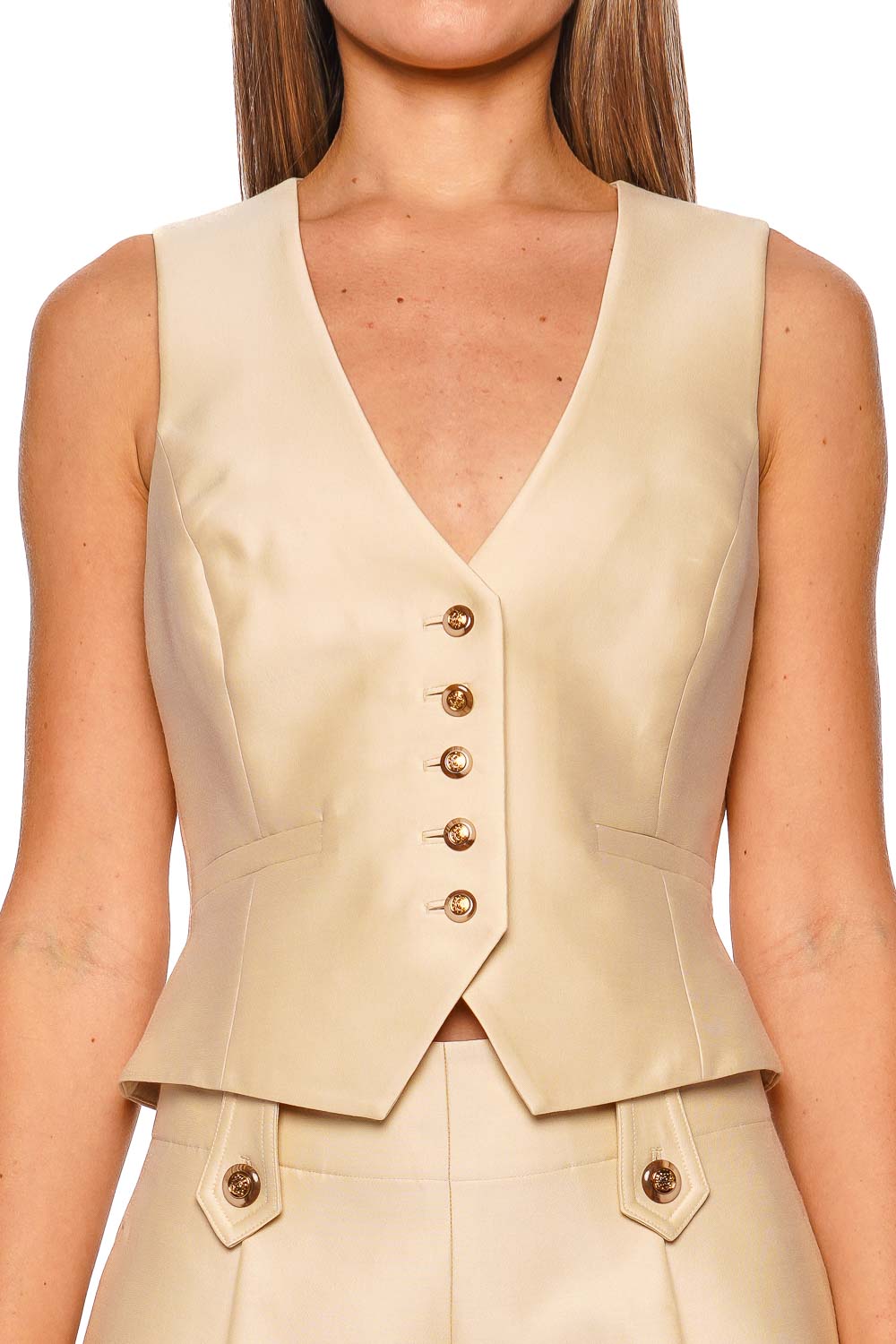 ZIMMERMANN Luna Cream Wool Silk Sleeveless Waistcoat