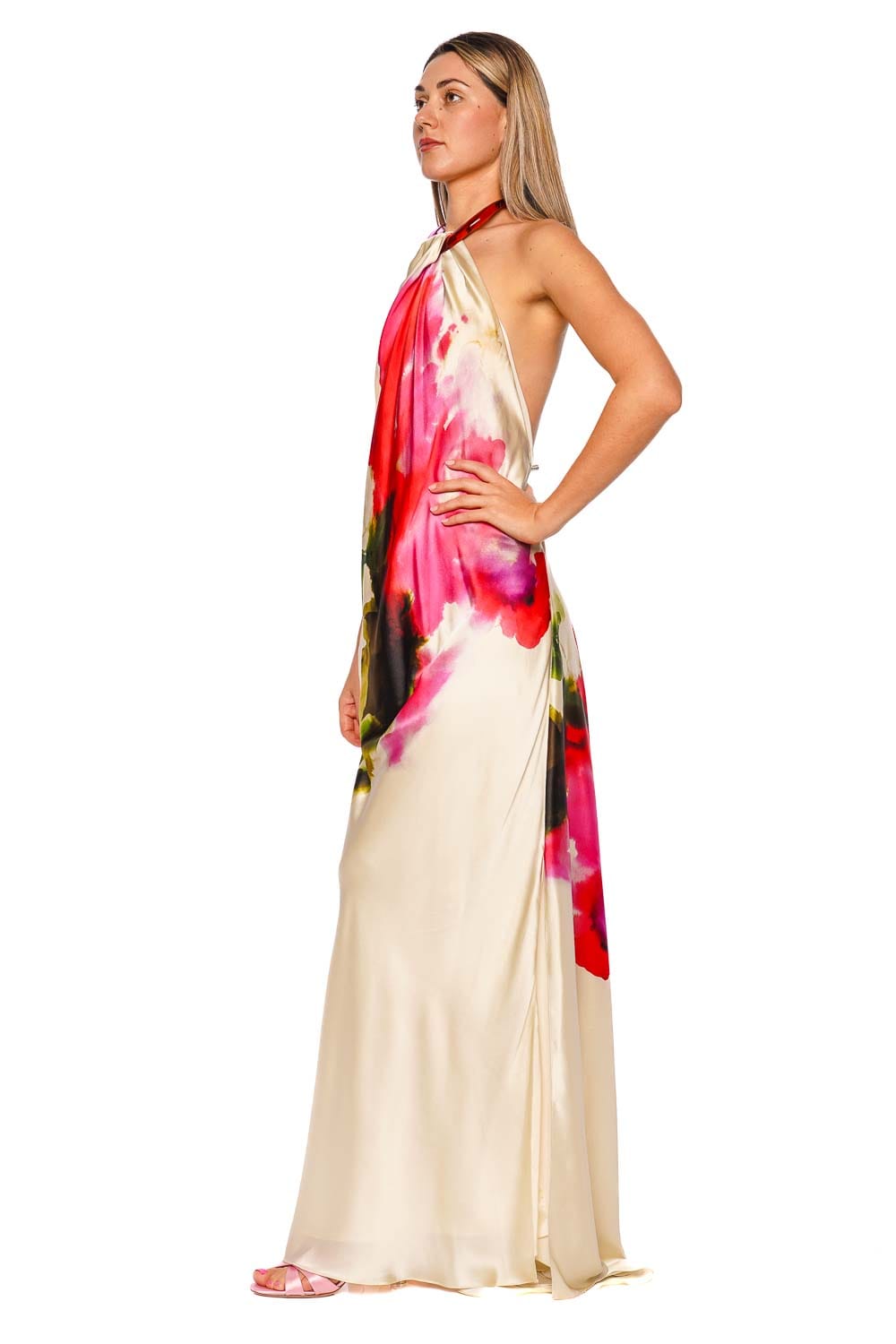 Silvia Tcherassi Jesse Azalea Flower Halter Maxi Dress