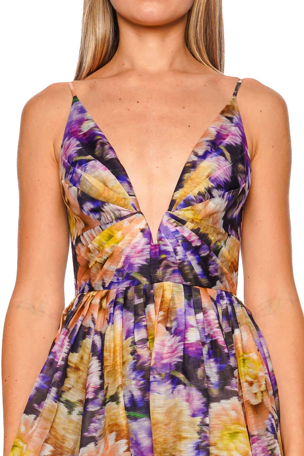 ZIMMERMANN Luna Navy Dahlia V Neck Mini Dress