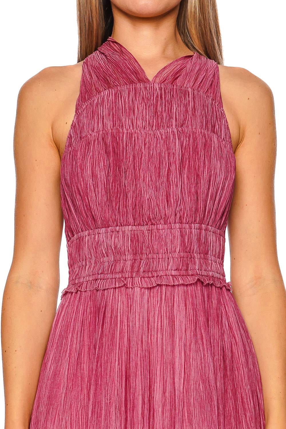 Ulla Johnson Freesia Amaranthus Crinkled Silk Chiffon Gown