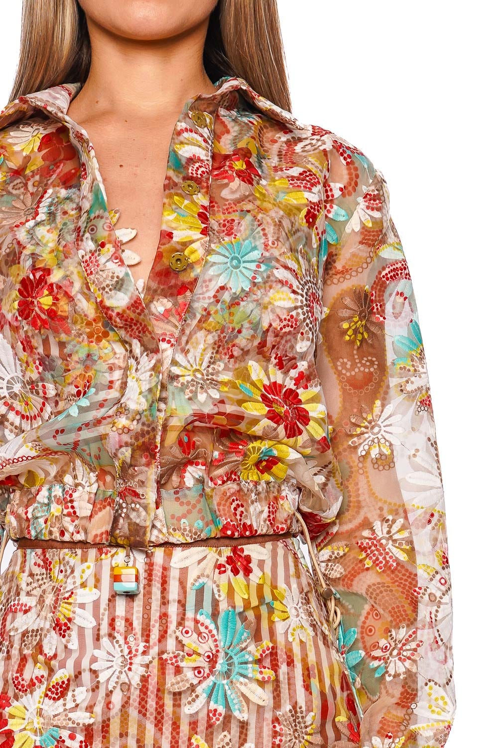 Silvia Tcherassi Katniss Flower Embroidered Cropped Jacket