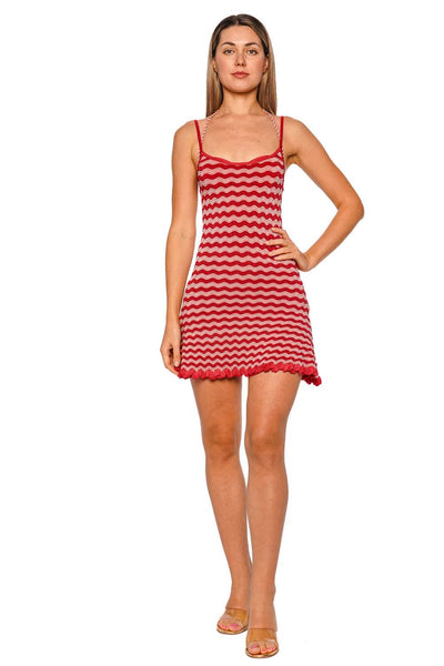 mini taliah dress Talia Rooftop Red Ruffled Knit Mini Dress