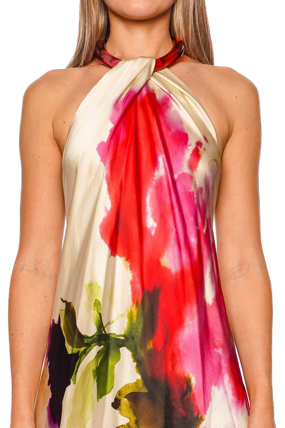 Silvia Tcherassi Jesse Azalea Flower Halter Maxi Dress