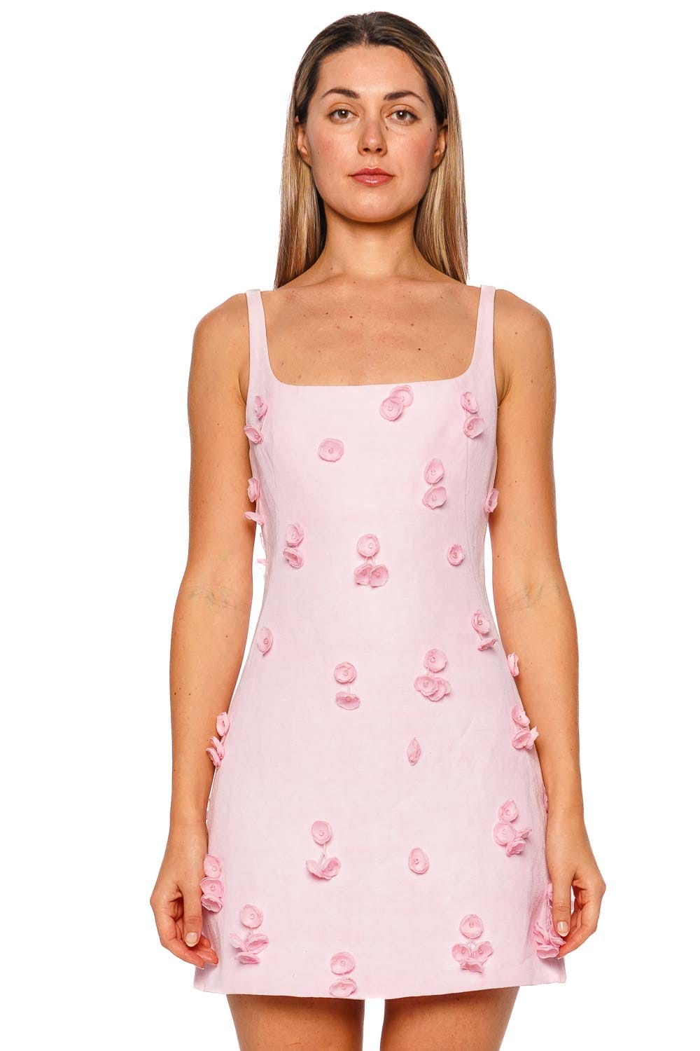 SIMKHAI Cailinn Tulip Embellished Sleeveless Mini Dress