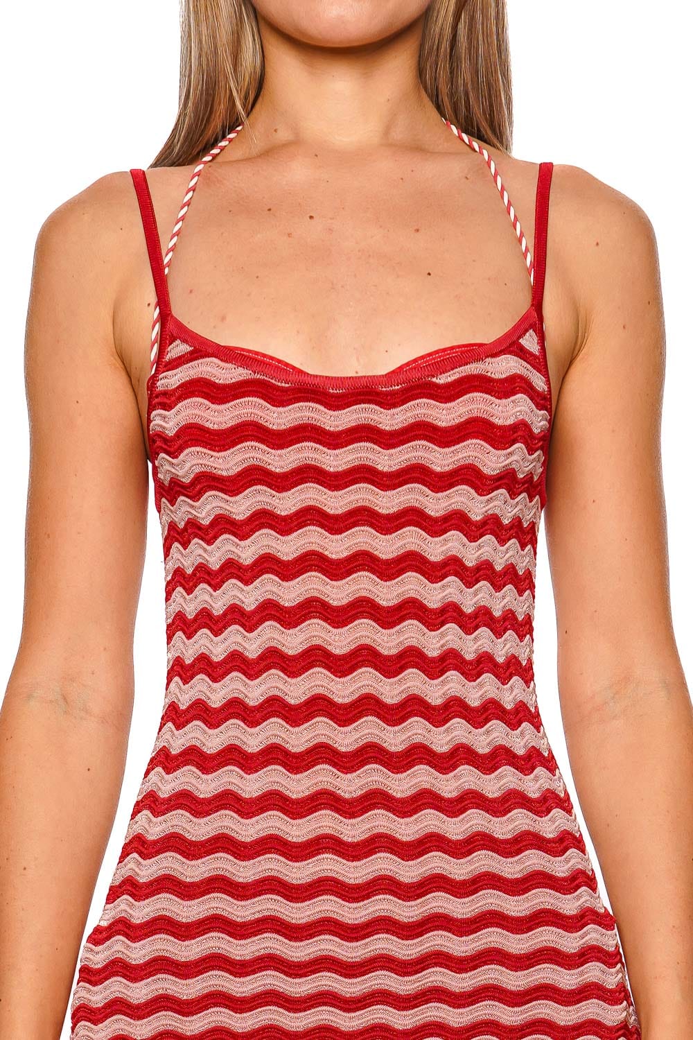 red tank top dress Talia Rooftop Red Ruffled Knit Mini Dress