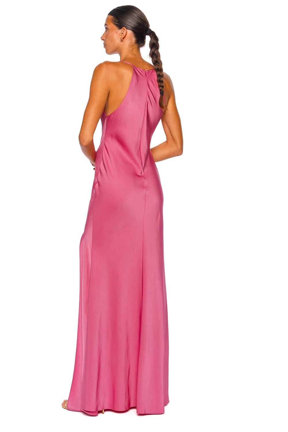 Lapointe Rouge Lightweight Satin Halter Gown
