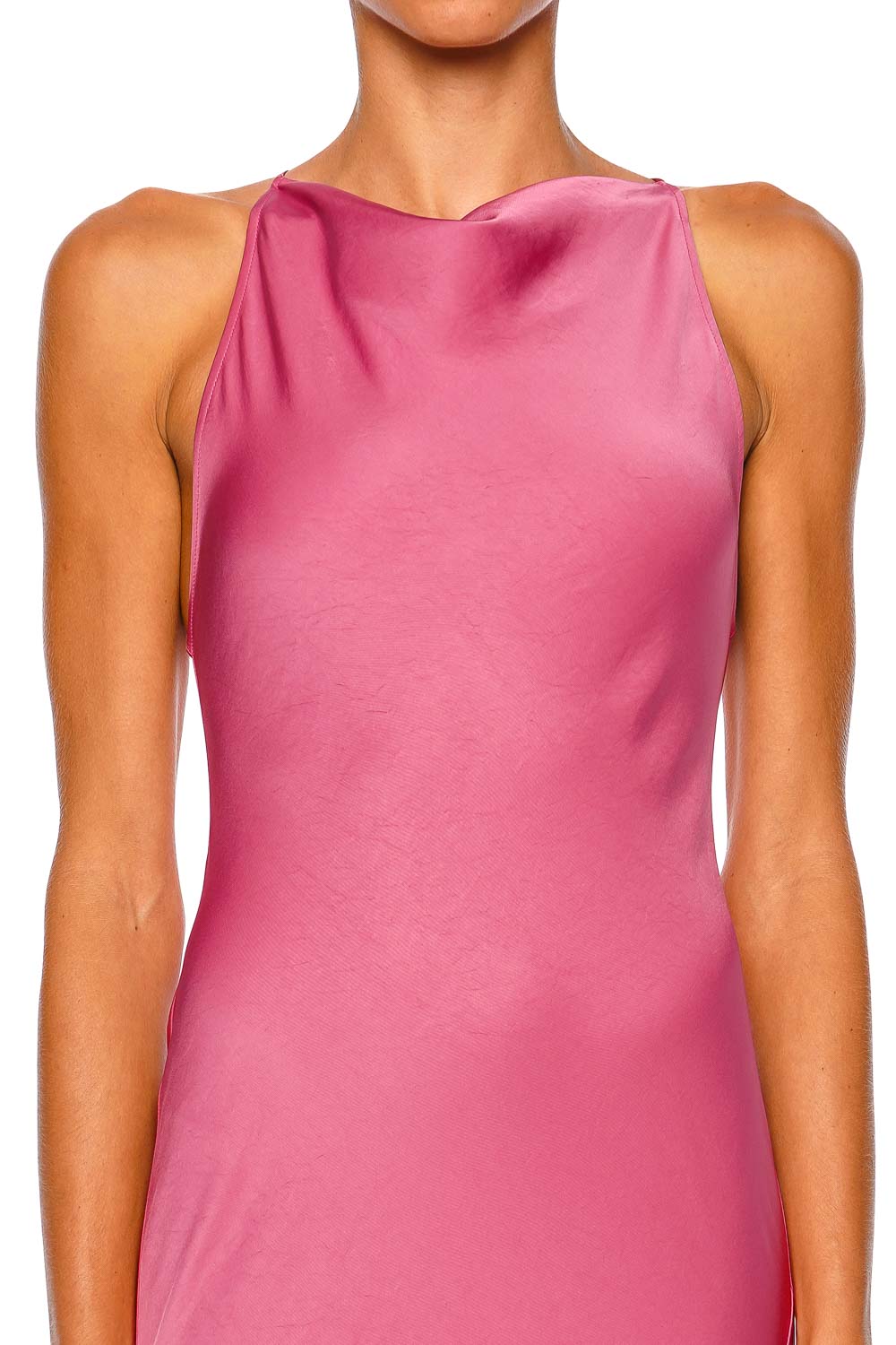 Lapointe Rouge Lightweight Satin Halter Gown