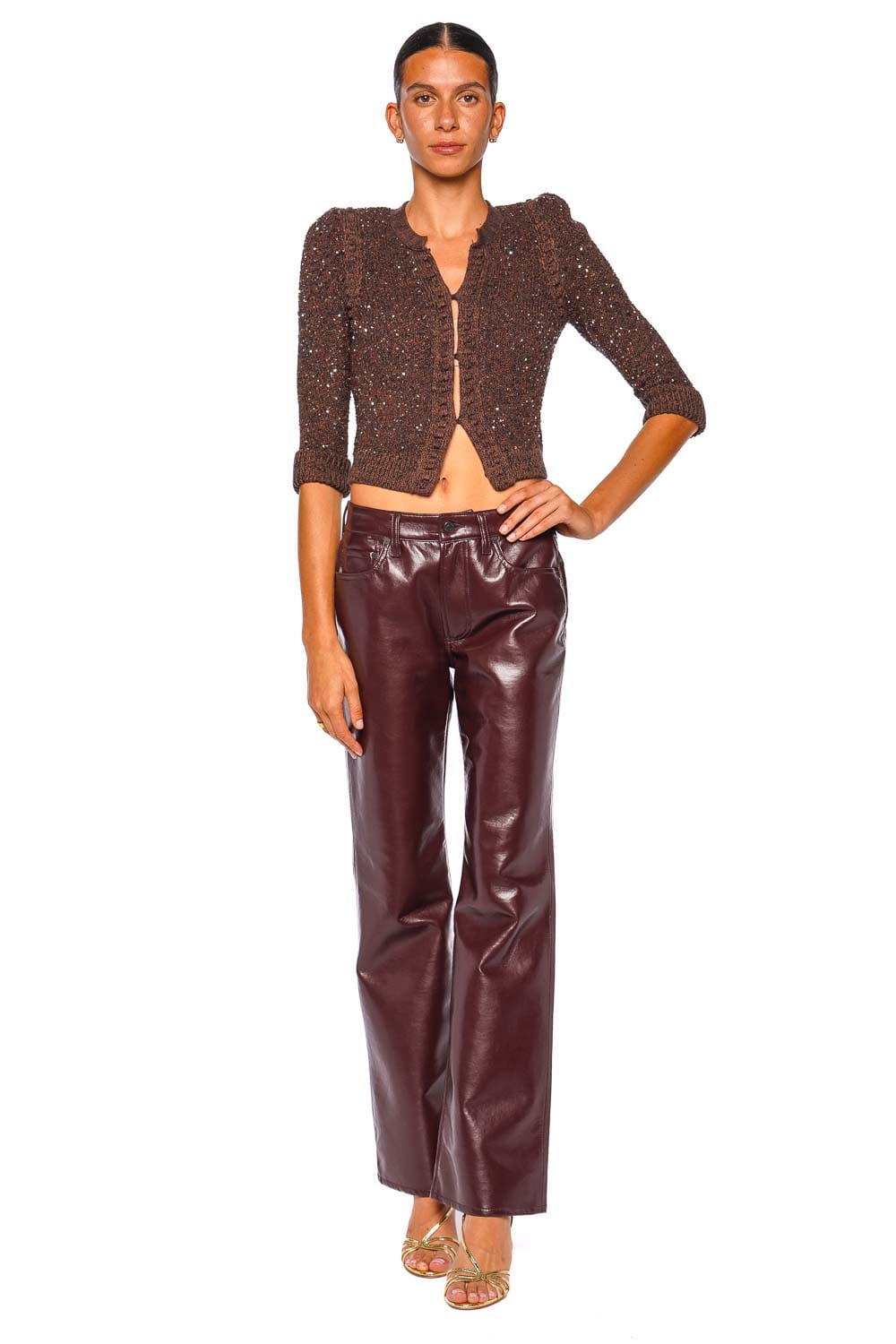 Citizens of Humanity Genova Burgundy Low Rise Leather Boot Jean