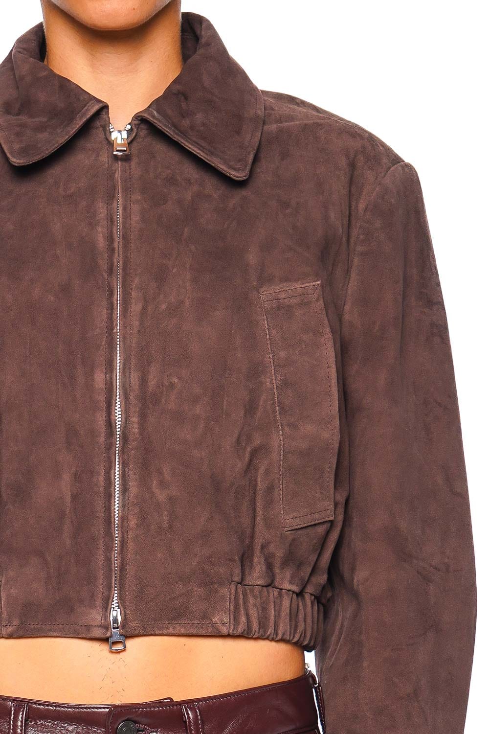 AGOLDE Nahla Root Long Sleeve Cropped Suede Jacket