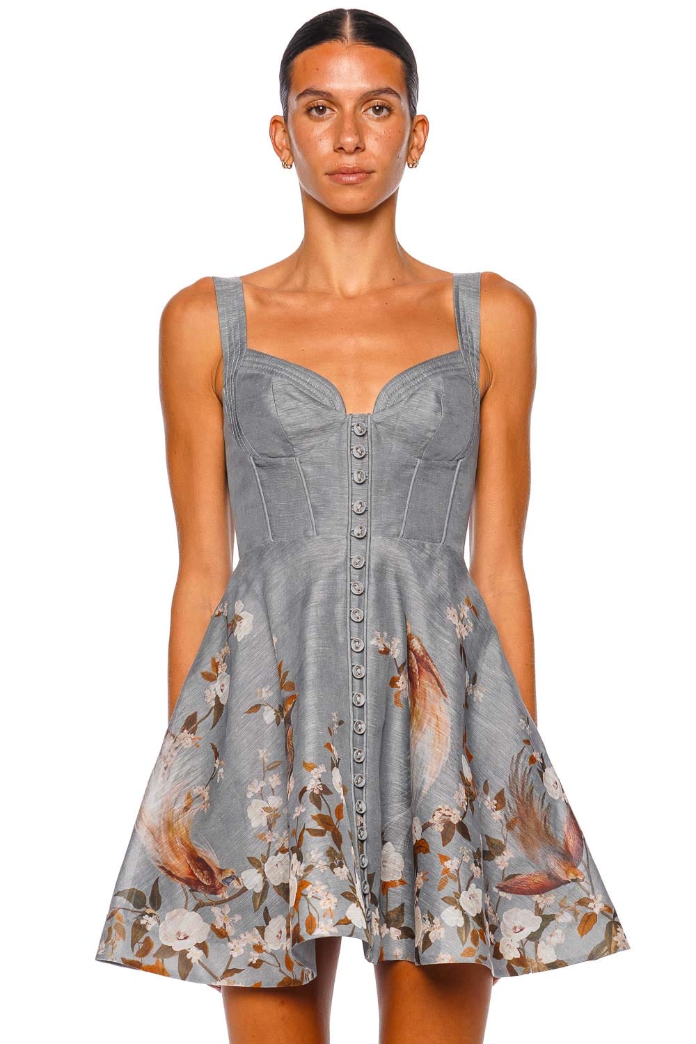 Momentum Blue Bird Floral Corded Mini Dress