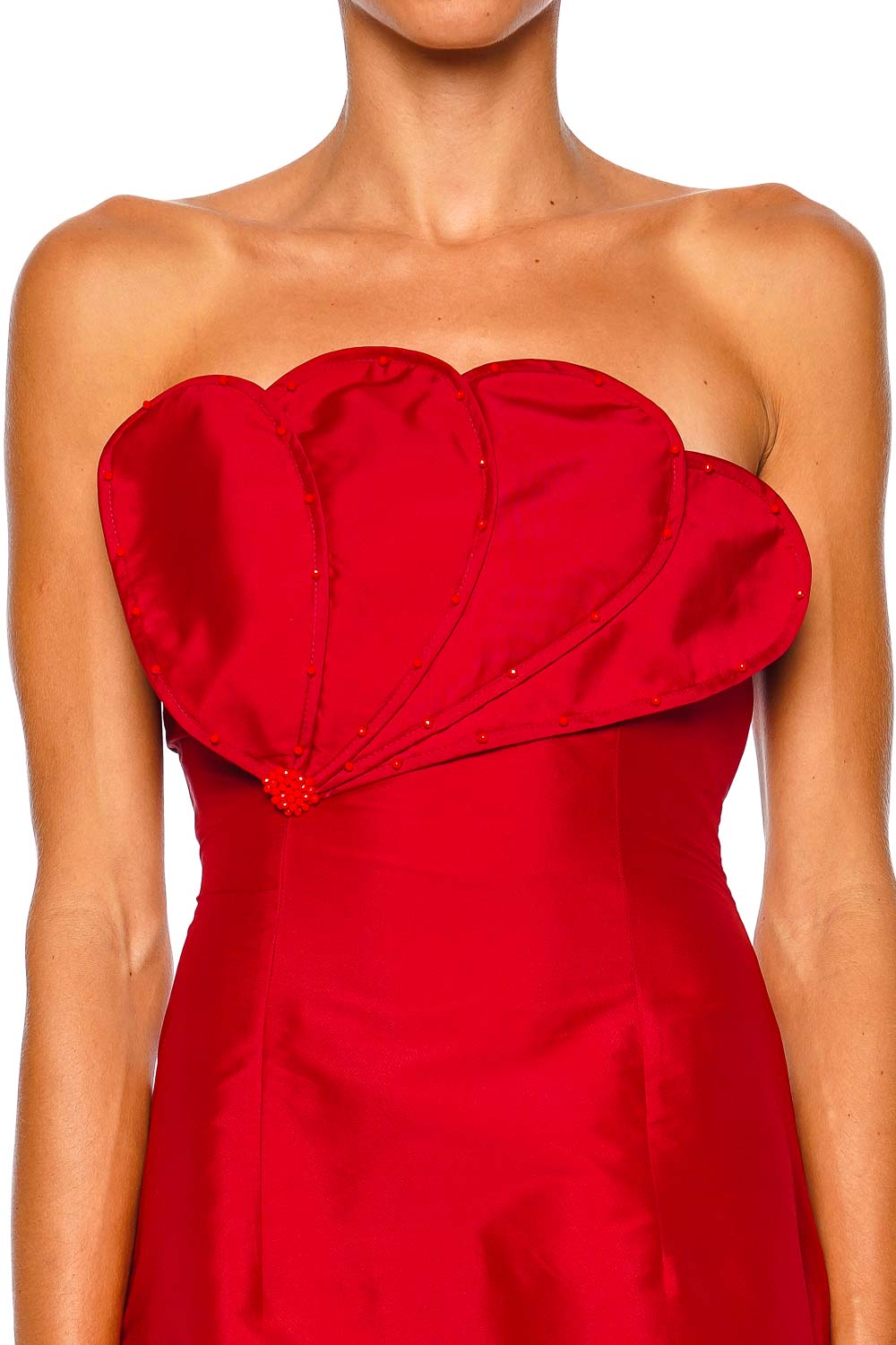 Jackson Scalloped Beaded Strapless Mini Dress