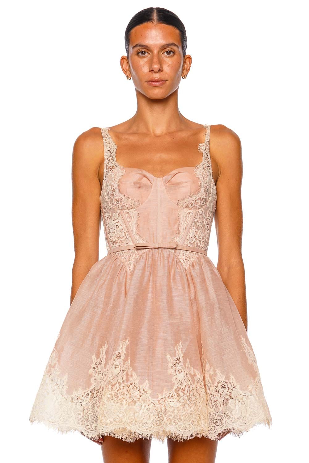 Valiant Pink Lace Trim Mini Dress