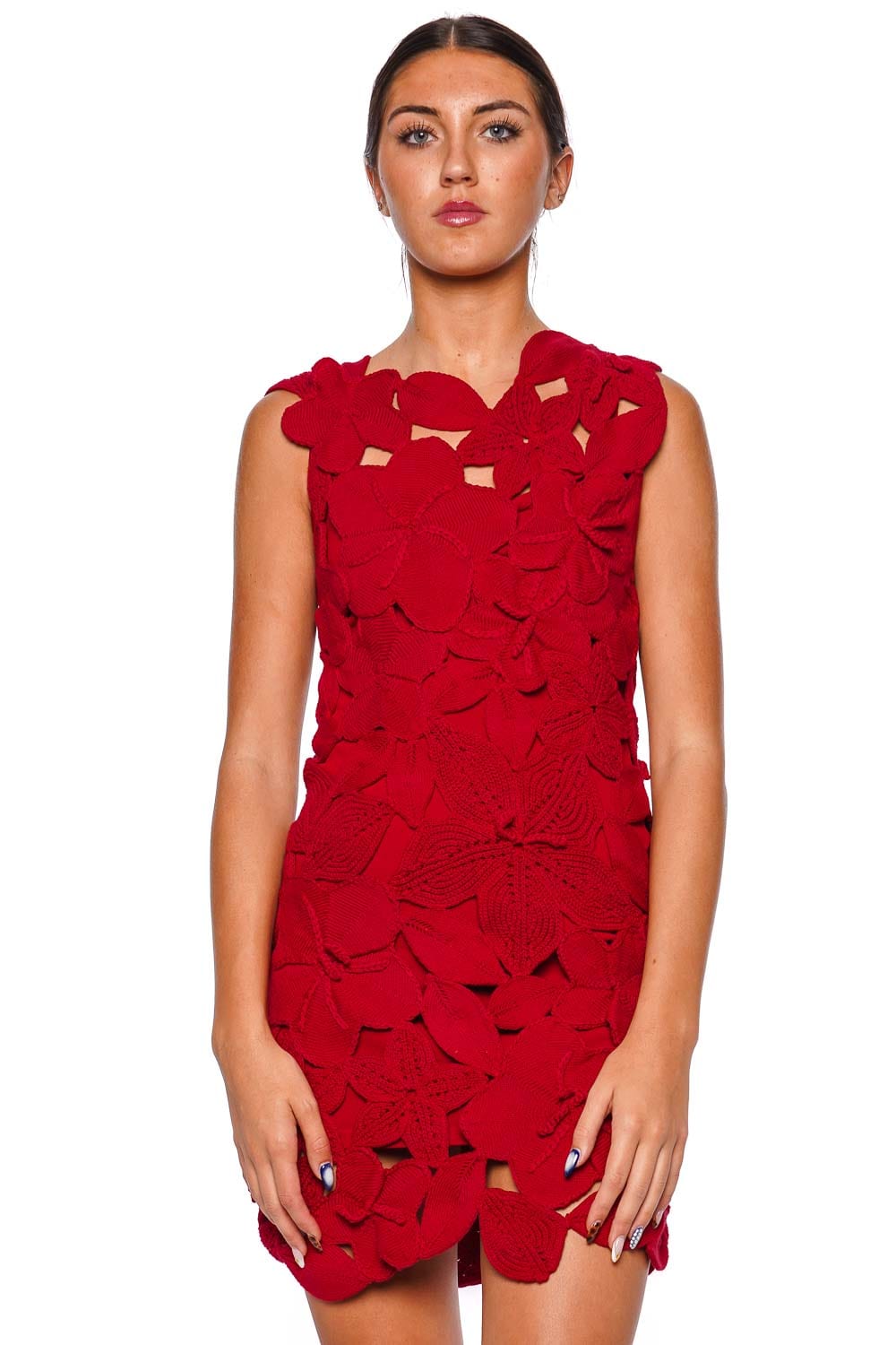 Cult Gaia Meira Merlot Floral Knit Mini Dress